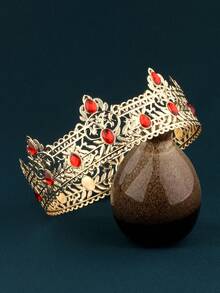 Corona dorada vintage estilo barroco, accesorio unisex para cumpleaños de adultos, boda, fiesta, actuación, novia, tiara, coronas, corona de disfraz, guirnalda para el cabello, corona de flores - 107T - Ver 14