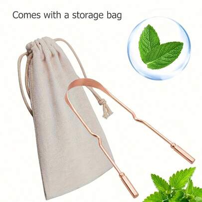 1pc Pure Copper Tongue Scraper, Heavy Duty Metal Tongue Cleaner With U-Shaped Handle, Reusable For Adults, Daily Tongue Cleaning To Remove Bad Breath And Plaque