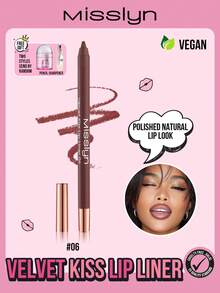 Chì kẻ môi MISSLYN Velvet Kiss, chất son mềm mịn, màu sắc đậm đà, phù hợp cho tiệc tùng, đi làm và nhiều dịp khác nhau, giá cả phải chăng, chống thấm nước, chống mồ hôi, không lem, lâu trôi, tạo nên phong cách trang điểm cá tính, đa năng, trợ thủ đắc lực cho son môi. - #6 - Xem 1