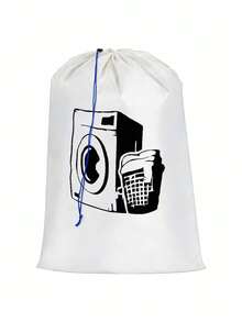 1pc Durable Laundry Bag, Drawstring Closure Dirty Clothes Storage Bag, Washable & Reusable Large Washing Basket Liner