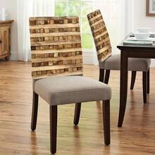 1pc/4pcs/6pcs/10pcs Vintage Style Distressed Wood Texture Print Short Plush Removable Chair Cover, Suitable For Dining Room, Living Room, Office, Hotel And Home Decor, All Seasons