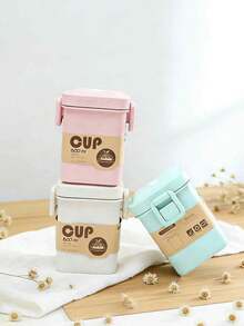 日式便当盒，便携式微波炉适用 - 小麦纤维午餐盒，大容量，适合上班族和学生 - 彩色 - 查看 3