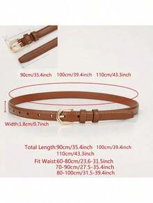 1pc Solid Color Casual PU Leather Waist Belt, Slim Design, Suitable For Women All Seasons Summer, School Fall, Autumn, Halloween Polyurethane(PU) - A - Xem 8