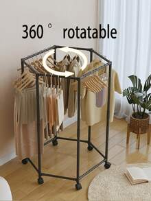 1pc,Clothing Rack/Hanger/Rack With Wheels, 360° Rotatable, 1.2 Meters Tall, Suitable For Hanging Various Types Of Clothes - Multicolor - View 3