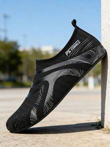 男女通用赤脚舒适水鞋，软底沙滩/游泳/潜水/钓鱼鞋，速干、轻便、透气，夏季凉鞋 - 黑色 - 查看 1