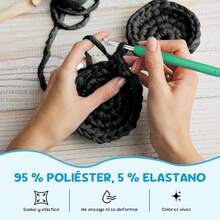 Hilo de camiseta, ancho 3cm, cinta de tejido de ganchillo grueso rosa polvoso para bolsas/cestas/alfombras de ganchillo, decoracin del hogar, artesanas de bricolaje (Amarillo jengibre, 200 M) - amarillo jengibre+200 m - Ver 4