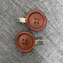 Pack Of 2 Alloy Button Hairpins, Fashion Style Sweet Wind Duck Bill Clips, Brown Hair Accessories, Women's Accessories - 2pcs - 查看 5