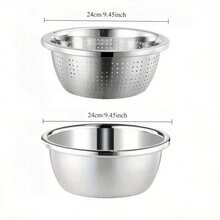 2 st mikroperforerade silar i rostfritt stål - Multifunktionellt durkslag och blandningsskål, för att diska grönsaker, frukt, ris och avrinning av pasta, extra stor kapacitet, diskmaskin, rostskyddad, oumbärlig för köket - 2 st - Visa 9