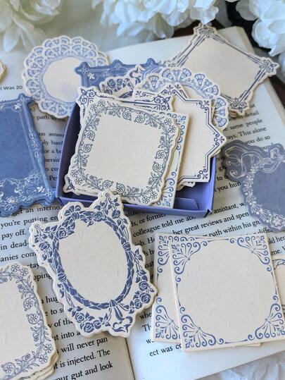 A Box Of 30 Simple And Creative Embossed Sticky Note Material Papers, DIY Decoration Collage Handicraft Materials, Festival Gifts, Personalized Scrapbook School Stationery Back To School