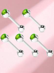5pcs Titanium Steel Luxury Rhinestone Studded Tongue Piercing Jewelry For Women - 5 Diamond-encrusted Pieces - View 16