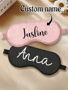 1PC Custom Sleep Masks - Personalized Sleep Masks With Custom Names, Customizable Eye Masks, Custom Travel Eye Masks, Customizable Bridal Eye Masks, Travel Essentials, Wedding Gifts, Party Favors, Bride And Groom Gifts, Valentine'S Day Gifts - Multicolor - View 3