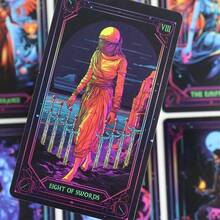 Neon Tarot Card Game Board Game, Ages 14+, Divination Wand, Elegant Tarot Cards, Alice, Witchcraft Supplies, Tabletop Game - Multicolor - View 8