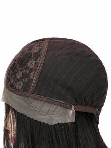 13*4*1T蕾丝前置合成假发，26英寸长直发带刘海，耐热纤维，适合日常佩戴 - 彩色 - 查看 9