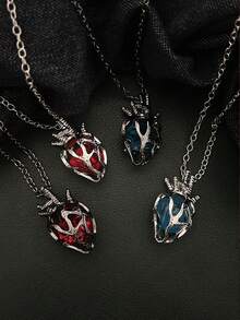 2pcs Couple's Hollow Heart Pendant Necklace Set, Creative Guarding Heart Design, Valentine's Day Gift, Personalized Clavicle Chain Gift Box - Heart Necklace - View 3