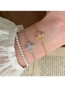 清新甜美四叶草花纯银手链，闪亮叠戴，小巧精致，散发迷人香气，女士配饰 - 四葉草手鍊 - 查看 10