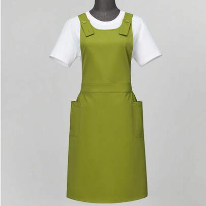 Casual Apron Dress With Adjustable Shoulder Straps, Dual Side Pockets Design For Convenient Storage, Cute Chef Apron Suitable For Cooking, Baking And Gardening Activities, Color: Mint Green