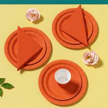 Orange & Red Disposable Plates, Napkins, Cups - 25 Guest Party Supplies Set, Disposable Paper Plates Tableware Suitable For Birthday, Wedding, Theme Party, Family Picnic - Multicolor - View 5