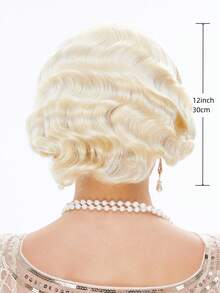 20世纪20年代风格短款手指波浪假发，金色，适合派对、角色扮演，打造20世纪20年代摩登女郎发型 - Platinum - 查看 4