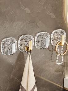 4pcs Transparent Glacier Hooks, Lightweight And Luxurious, High-End, Suitable For Various Scenes: Kitchen, Wardrobe, Wall, Door, Bathroom. Can Be Used To Hang Towels, Coats, Hats, Scarves, Spatulas, Etc., Allowing You To Easily Enjoy The Pleasure Of Organization. Also An Ideal Choice For Gifts To Family, Female Friends, Halloween, Travel, And Christmas.