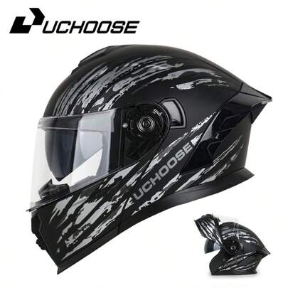 815 Uchoose DOT Approved Full Face Helmet Crash Motorbike Protective Gear Men Women Flip Up Helmet Motorcycle Double Sun Visor