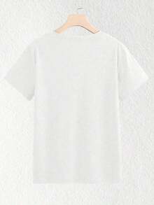 Camiseta oversize de manga corta y cuello redondo holgado, con un estampado del paisaje urbano de Los Ángeles.Estilo primaveral/veraniego, moda urbana informal y moderna.Versátil para el uso diario.Las tallas son grandes. - Blanco - Ver 3