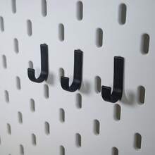 3 Packs Heavy-Duty 3D Printed Pegboard Hooks | Premium PET Material J-Hooks In Sleek Black & White | High-Weight Capacity Minimalist Wall Organizers For Tools, Utensils, & Small Items | Versatile Storage Solution For Workshop, Garage, Office Desk, Kitchen, Or Bedroom - Multicolor - View 5