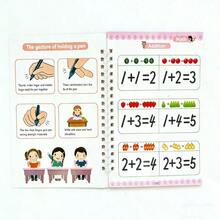 儿童笔记本，防水白色硬纸板+1支可擦笔，可重复使用，神奇笔记本，儿童早期练习书法，学习数学加减法。（笔的颜色随机。）