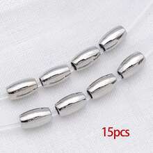 15颗18K镀金米粒珠，小椭圆橄榄形，光滑无缝，散装金属隔珠连接器，适用于珠宝制作、手链、项链、DIY工艺品配件