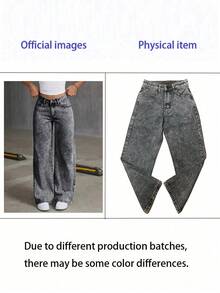Fashionable Washed Distressed Wide Leg Jeans For Teens