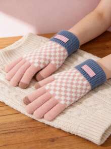 1 paire de gants tricotés bicolores à carreaux, chauds et compatibles avec les écrans tactiles, convenant pour le port quotidien, les étudiants universitaires, le cyclisme, les fêtes, les occasions décontractées. Peuvent être offerts comme cadeaux de vacances à des amis et à la famille. Gants d'hiver essentiels pour les activités extérieures, les sports et le cyclisme. - Multicolore - Voir 12