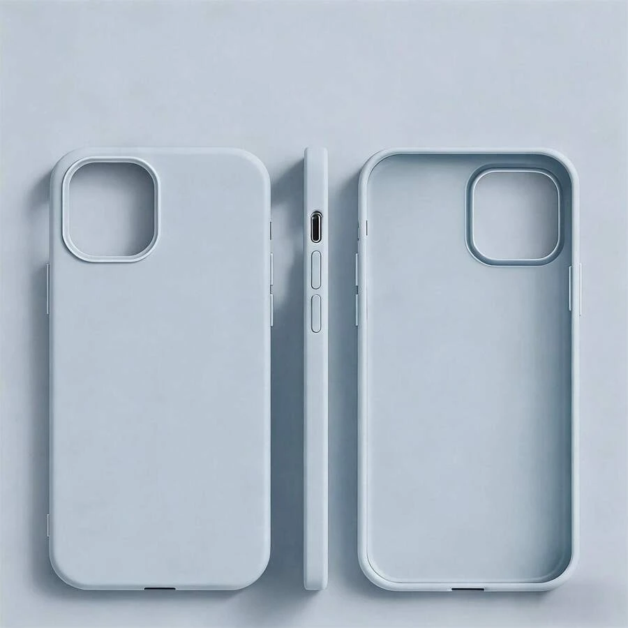 Genuine Blue & Pink TPU Liquid Silicone Phone Case - Anti-Yellowing, Soft, Protective For IPhone - Dusty Blue - View 1