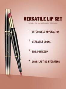 Pudaier 二合一唇线笔/唇膏 - 滋养哑光妆效，持久显色，精准勾勒唇形，柔滑丰盈 - 轻松打造百变妆容，展现如洋娃娃般柔软双唇 - 女性理想之选 - 06 - 查看 3