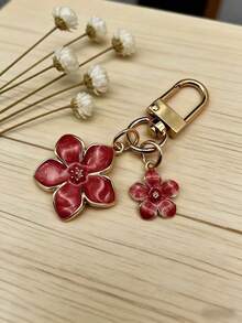 Fashionable Minimalist Alloy Material Painted Cherry Blossom Pendant, Bag Charm, Keychain, Accessory, Gift - Red - View 1