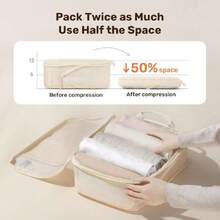 Compression Pacubes For Travel, Weight 6 Set Bags Cruise Must Haves For Luggage Carry On Suitcase And Clothes Organizer, Durable Vacation Essentials And Accessories Gifts For Women And Men,39303035 - 米色 - 查看 2