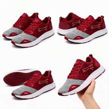 Comfortable And Breathable Men's And Women's Sports Shoes, Ideal For Running And Walking, Various Colors (34 To 43) - Burgundy - Xem 3