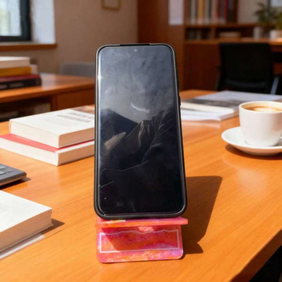 1pc 5.5*2.7in Acrylic Cartoon Creative Mica Board Transparent Desk Stand Holder For Smartphone & Tablet - Mica Pink - View 1