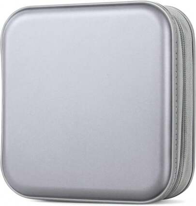 Bivisen CD Case, DVD Case Wallet Holder Binder 48 Capacity CD/DVD Cases Storage Holder Binder Organizer Wallet Book For Car Home Travel (Silver)