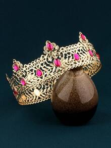 Corona dorada vintage estilo barroco, accesorio unisex para cumpleaños de adultos, boda, fiesta, actuación, novia, tiara, coronas, corona de disfraz, guirnalda para el cabello, corona de flores - 107T - Ver 15