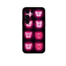 1PC Phone Case ,  Pink Butterflies On Black Background , Stylish Phone Case, Phone Decoration, All-around Lens Protection, Creative Small Gift, Funny Gift for Boys and Girls - Negro - Ver 7