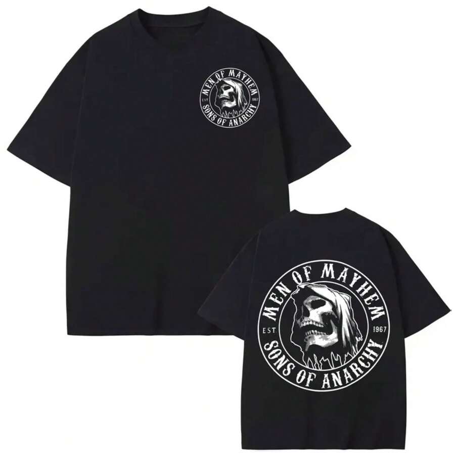 Camiseta con estampado de TV Play Sons of Anarchy para hombres y mujeres, ropa gótica retro, camiseta de manga corta, moda casual de verano, camisetas sueltas - Negro - Ver 1