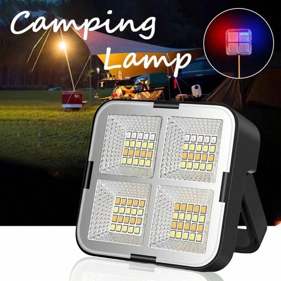 1pc Portable Solar Powered Camping Light, Handheld Commercial Lighting Emergency Lamp, Suitable For Outdoor Camping, Fishing And Lighting, 4 Lighting Modes, Rechargeable Li-Ion Battery, USB Rechargeable Emergency Light, Ideal For Camping, Holidays Like Valentine's Day, Mother's Day, Ramadan, Christmas, Halloween, Back To School - Black - View 1