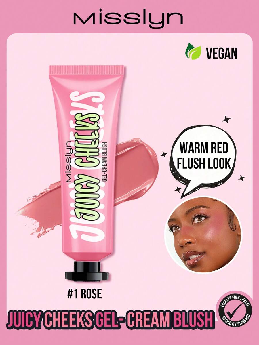 MISSLYN-Juicy Cheeks Gel Cream Blush, Not Greasy, High Pigmented, Lightweight, Breathable Feel, Easy To Apply,Sheer Flush Of Color, Natural-Looking, Dewy Finish, Oil-Free,Brand Beauty Makeup, Face Paint Cosmetic, For Women & Girls, Perfect For Winter, Ideal For Y2K, Fancy Fashion, Suitable For Birthday, Best Gift, Valentine's Day Gifts, Party Ready, New Year Gift, Best Color,Vegan & Cruelty-Free - #1 ROSE - View 1