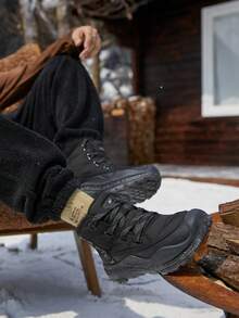 CAMEL CROWN Men's Snow Boots, Winter Warm Graphene Heated Thick Sole Anti-Slip Outdoor Ankle Boots - Night Black - View 6