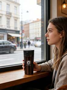 1pc Efficient Auto-Seal Insulated Coffee Tumbler With Bounce-Back Lid, Double-Wall Vacuum Sealed, Leak-Proof, Minimalist Design, Portable For Business & Multi-Scenarios - Multicolor - View 9