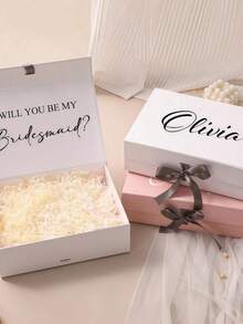 Personalized Gift Box With Magnetic Lid, Customizable Gift Box With Lid And Ribbon, Suitable For Various Gifts Such As Bridesmaid Invitation Box, Thank You Groomsman Box, Wedding Box, Bridesmaid Box, Self-Care Box, Mother's Day Gift, Employee Gift, Anniversary Gift For Kids, Valentine's Day Gift, Mother's Birthday Gift, Father's Day Gift, Graduation Gift, Wedding Gift, Housewarming Gift, Applicable To School, Home, Office And Multi-Functional ,Easy-Install - Multicolor - View 8