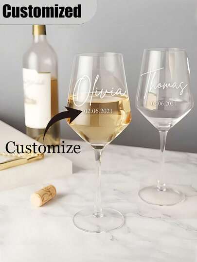 Customizable Wine Glass, Personalized Wedding Glass, Photo & Text Customized, High Borosilicate Glass, Stemmed Highball Glass, White Wine Glass, Red Wine Glass, Face & Name Customized Cup, Bridesmaid Groomsmen Gifts, Wedding Party Essentials