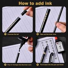 Eastbuy 3 Piezas de Plumas de Pincel para Caligrafa Chino-Japonesa Shodo, Resistente a la Descoloracin, Ligero, Ideal para Letra Manual, Invitaciones, Cmics - como se muestra en la figura - Ver 7