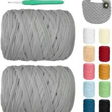 Hilo de camiseta, ancho 3cm, cinta de tejido de ganchillo grueso rosa polvoso para bolsas/cestas/alfombras de ganchillo, decoracin del hogar, artesanas de bricolaje (Rojo vino, 200 M) - rojo vino+200 m - Ver 2