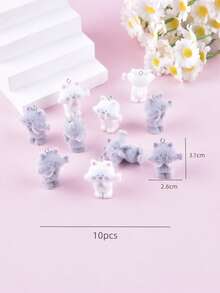 10件套混合3D动物派对树脂吊坠耳环项链DIY饰品配件，包括狗、猫、老鼠、猪、鸡、羊、树等。 - 彩色 - 查看 8