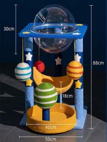 Dreamy Starry Sky Cat Tree With Spaceship Shaped Cat Scratching Post And Perch - Multicolor - View 15